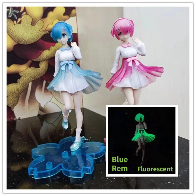 

20CM Re ZERO Starting Life in Another World Rem Ram Nighttime Fluorescence Version Action Figure Collection PVC Model Toy Gift