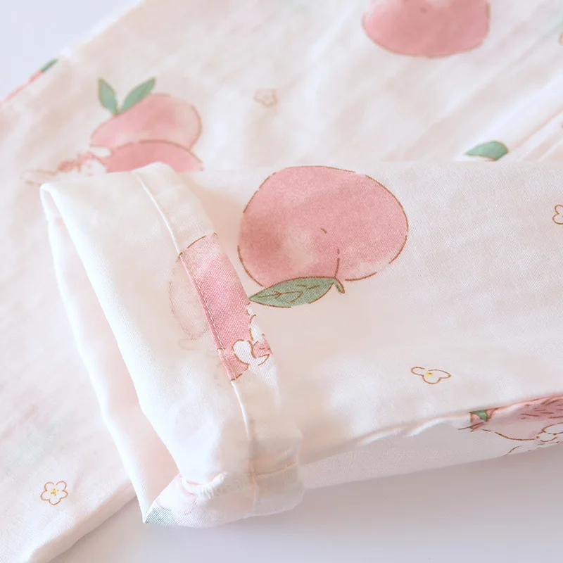 New Style Japanese Ladies Pajamas Long-sleeved Trousers Suit 100% Cotton Gauze Home Service Two-piece Suit