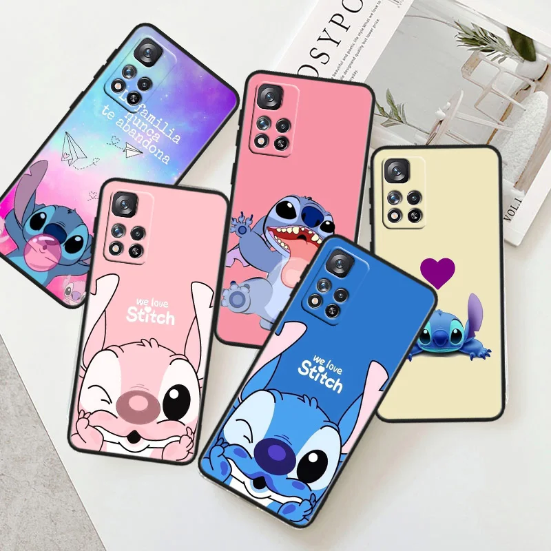 

Lilo Stitch Phone Case For Xiaomi Redmi Note 11E 11T 11S 10T 10S 9S 9T 8T 7 Pro Plus Lite Max Black Cover