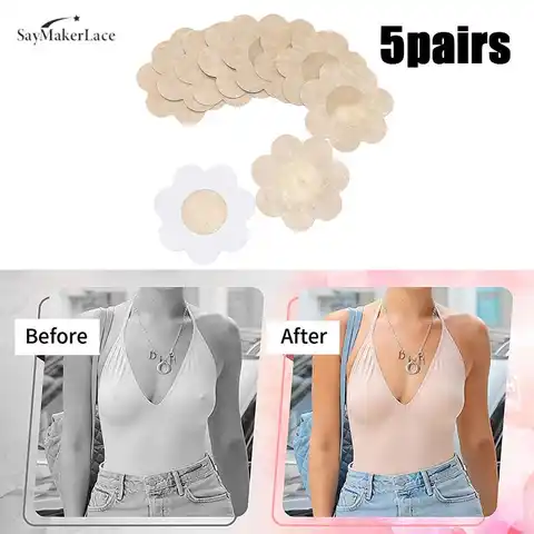 Summer Invisible Adhesive Bra Stickers Chest Paste Disposable Man Nipple Covers Sports Anti-glare Chest Cover Intimates 5pairs