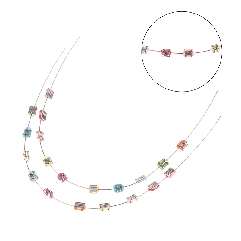 1 пара временных украшений для зубов с металлическими проводами красочный