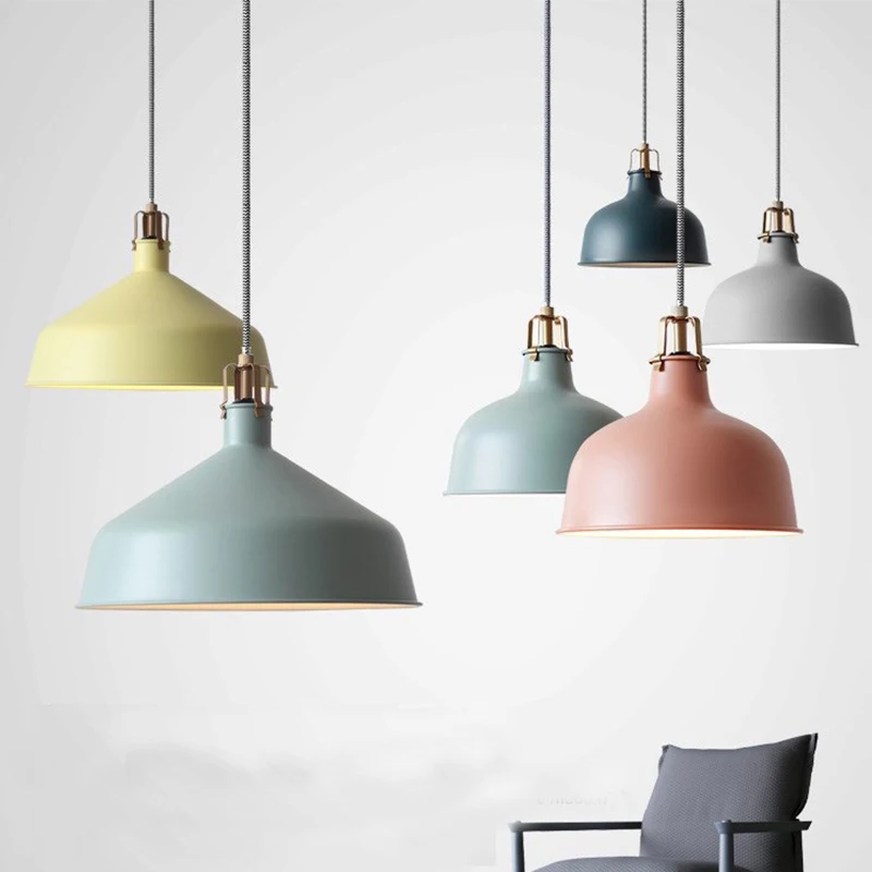 

Nordic LED Macaron chandelier creative living room dining room bar table lamp single head loft retro industrial style lamp