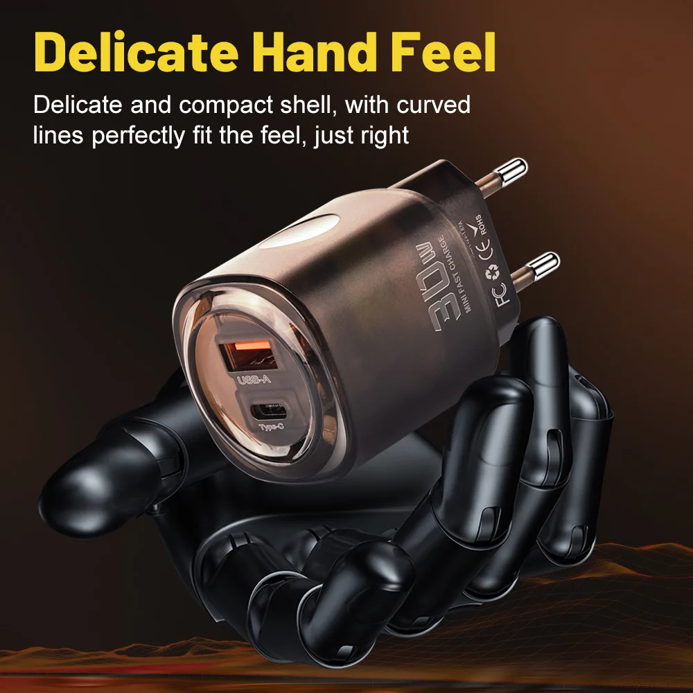 Быстрое зарядное устройство Luxmoc 30 Вт USB + Type-c с двойным интерфейсом быстрая