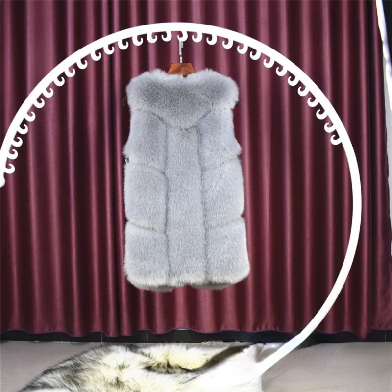 Winter Vest New Women's Mid-Long Faux Fur Coat Korean Vest Autumn Fashion Sleeveless Chaquetas Para Mujer