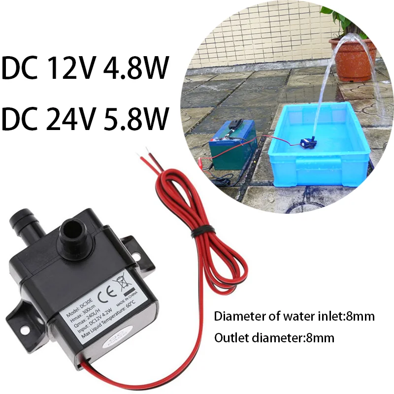 

4.8W 5.8W 240L/H Silent Fish Tank Pump DC 12V 24V Solar Brushless Motor Pool Circulating Submersible Pump Water Pump