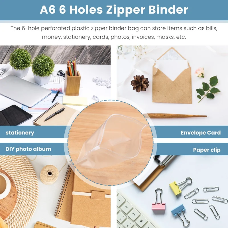34 шт. карманы для папок формата А6 6 отверстий папки на молнии прозрачные