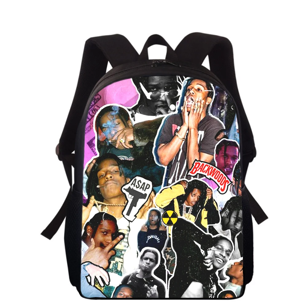 Asap Rocky Rapper TESTING 15” 3D Print Kids Backpack Primary School Bags for Boys Girls Back Pack Students School Book Bags