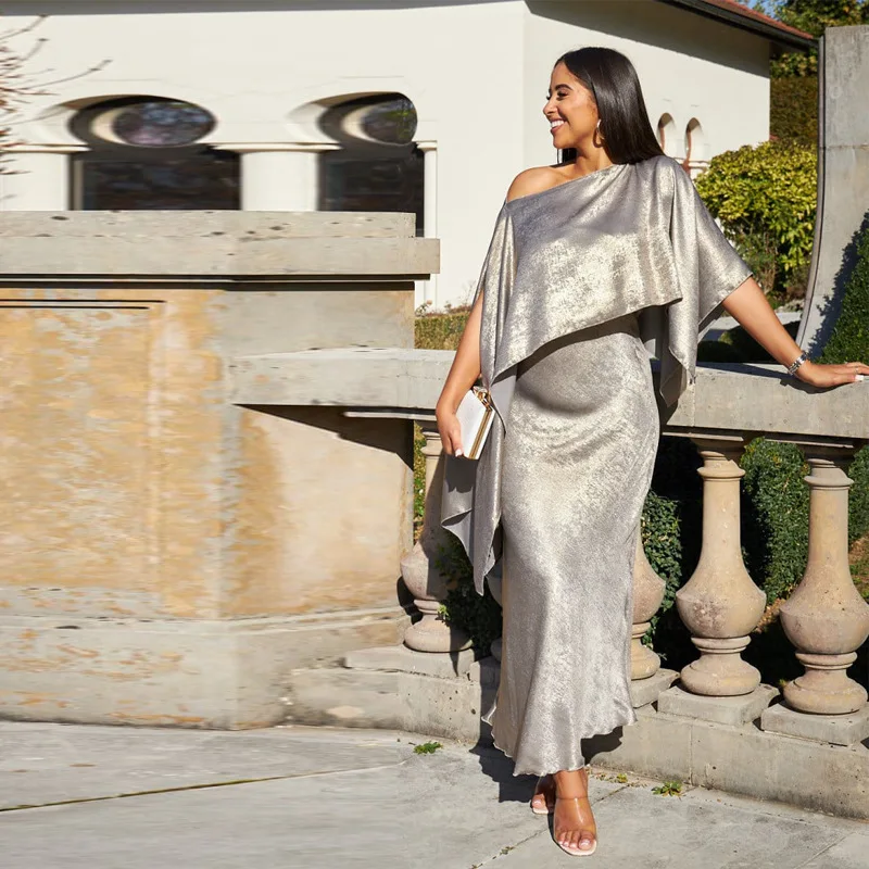 Элегантные женские мусульманские комплекты блестящее верхнее платье Дубай