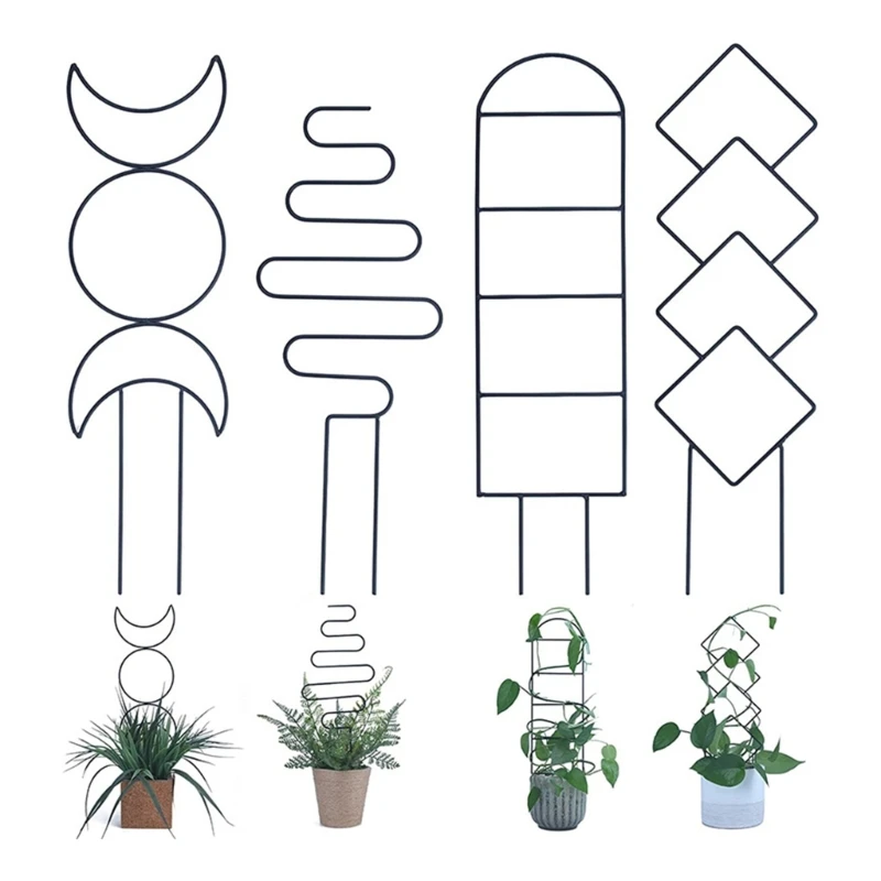 

4pcs Geometry Metal Plant Trellis Garden Cucumbers Peas Support Supplies