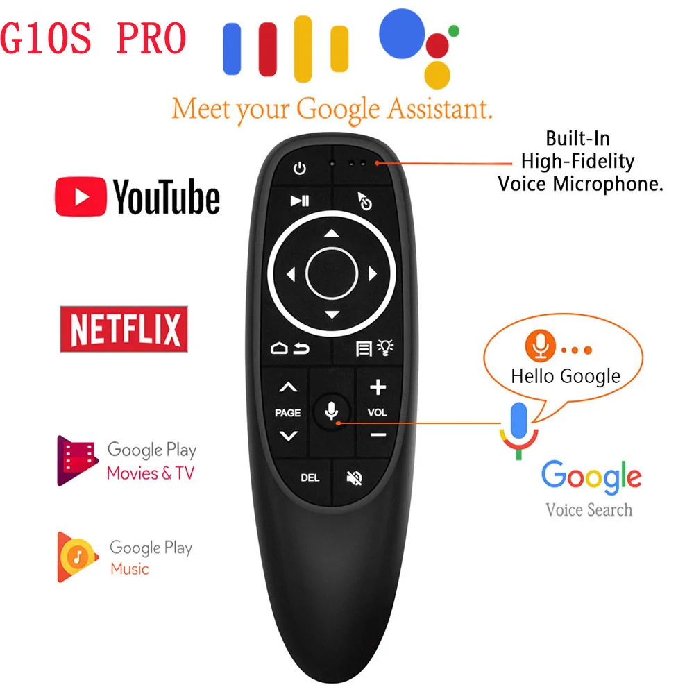 2.4G Wireless Microphone Gyroscope for Android Tv Box H96 MAX PC Projector G10S Pro Google Voice Air Mouse Remote Control