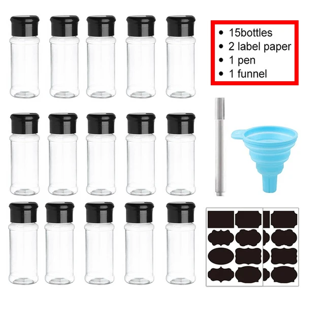 

5/10/15/20 шт., банки для специй, шейкер для соли и перца, банки для приправ, органайзер для специй, пластиковые приспособления для барбекю