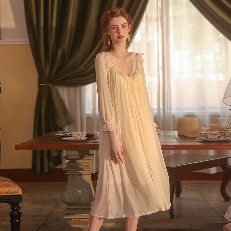 2023 Autumn Sleepwear Lingerie for Women Sexy Solid Color Pajamas Mesh Long Sling Nightdress Robe Homewear Set Night Wear