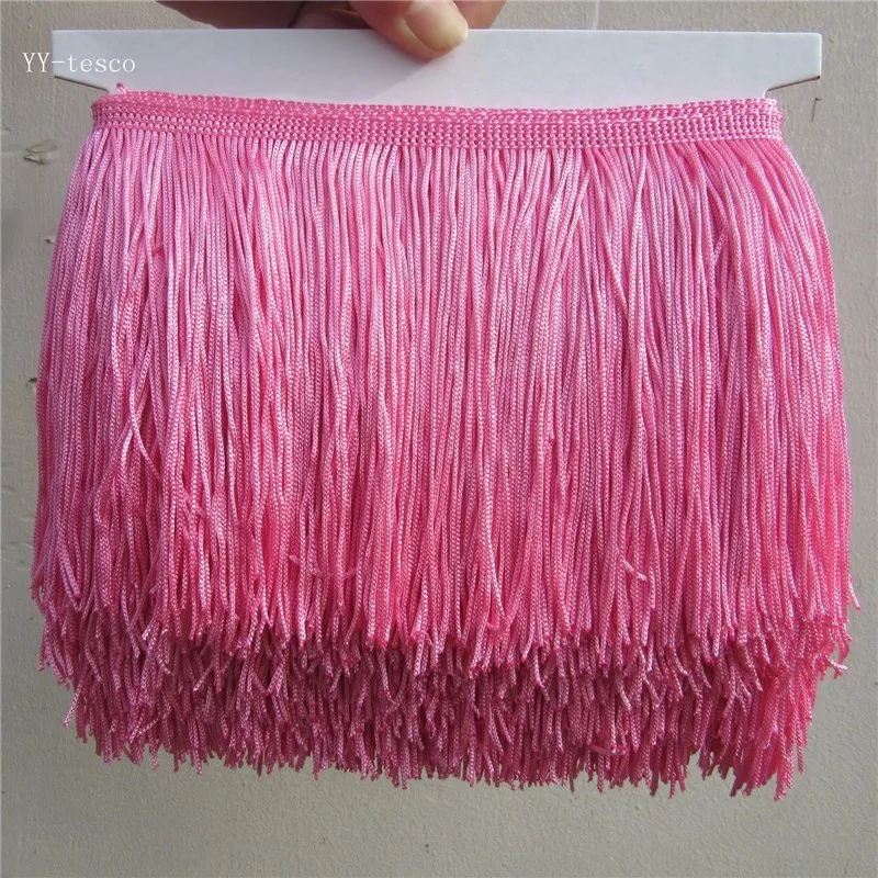 1Yard 15cm Wide Pink Lace Fringe Trim Tassel Fringe Trimming For Latin Dress Stage Clothes Accessories Lace Ribbon Tassel