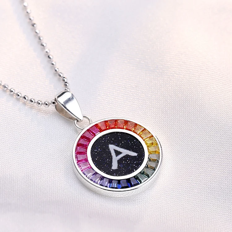 

Zhanhao New Arrived A-Z 26 Letters 12 Constellation Sign Zodiac Pendant S925 Sterling Silver Initial Letter Coin Necklace