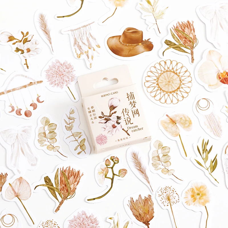 

10/25/46PCS Cute Light Color Plant Sticky Sticker Decoractive Scrapbooking Child Accessories Phone Aesthetic Sticker for Kids