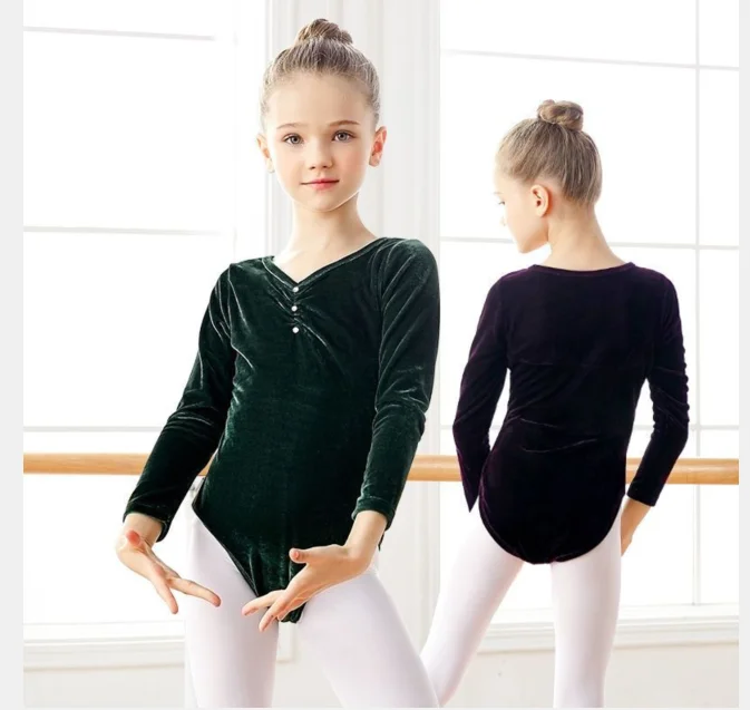 

1pcs/lot Ballet Leotard Kids Long Sleeve Dance Leotard Autumn Winter Velvet Ballet leotard Costume