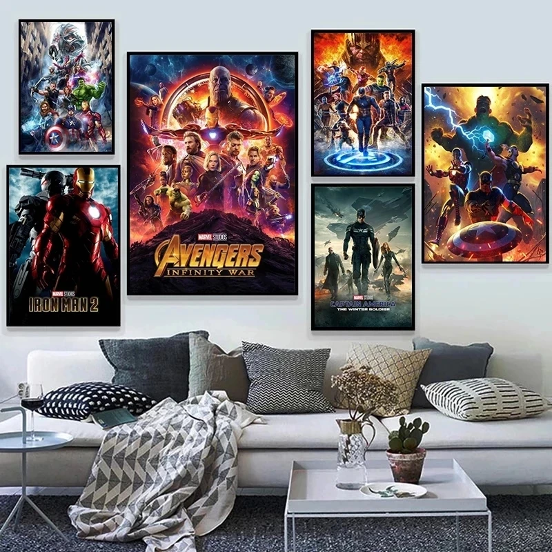

Marvel Movie Avengers Infinity War Superhero White Kraft Paper Posters Print Pictures Nursery Wall Posters Kids Room Decoration
