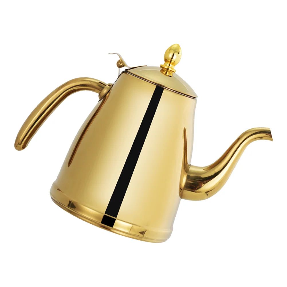 

Stove Tea Kettle Teapot: Stainless Steel Coffee Kettle 1 5L Flat Bottom Water Heater for Home Office Kitchen Golden Bubbles