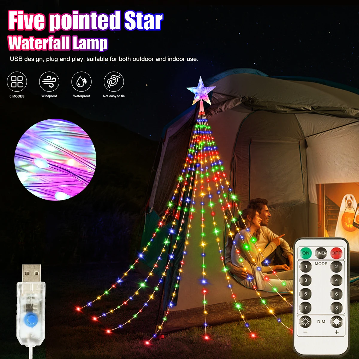 

USB гирлянды OSIDEN теплый белый 200 светодиодов 8 режимов 2/3 м