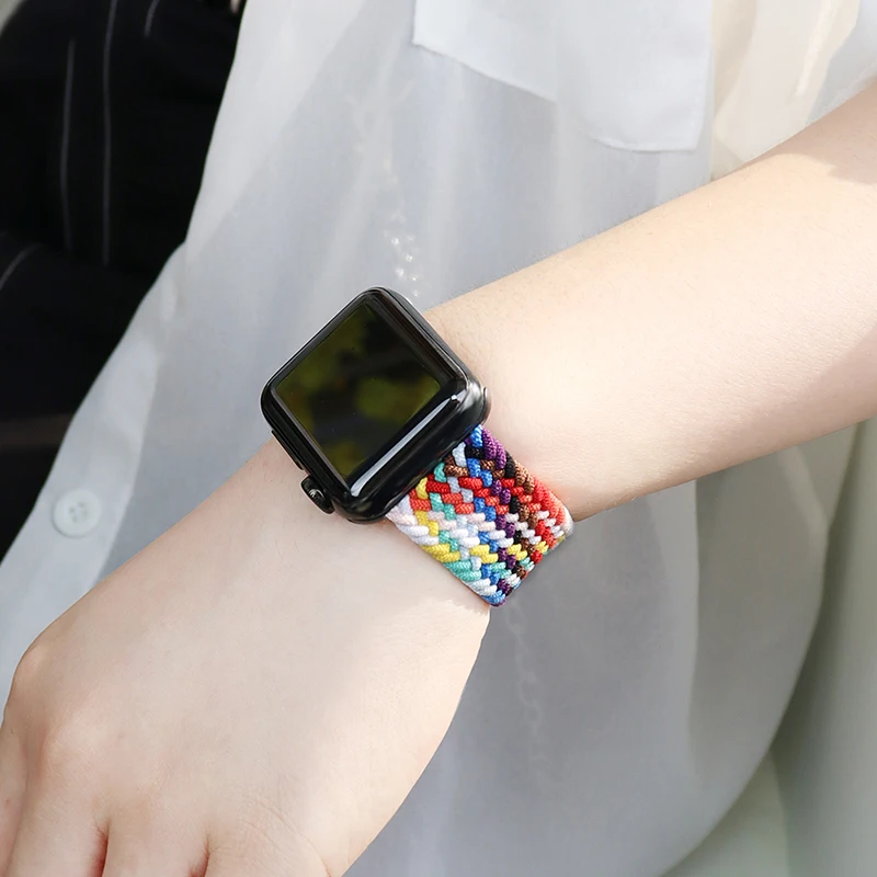 Ремешок Соло для Apple Watch band плетеный браслет iWatch Series 7 6 8 4 5 SE Ultra 45 мм 41 40 44 38 42 49 -