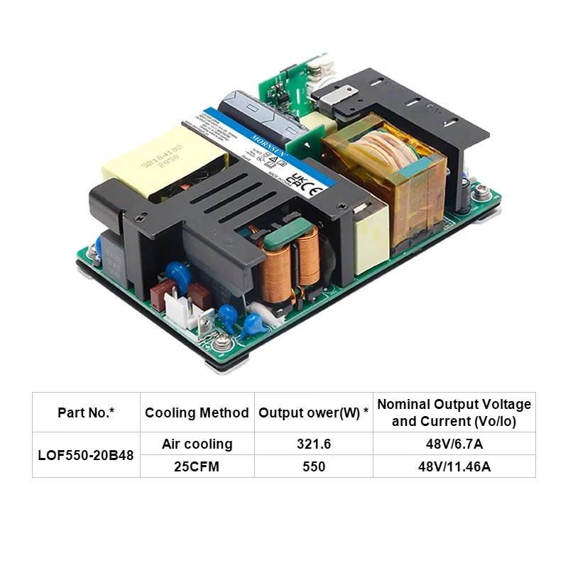 

Блок питания MORNSUN AC/DC 550 Вт с открытой рамой LOF550-20Bxx Series