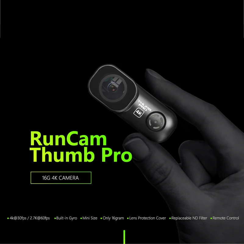 RunCam Thumb Pro 4K Built-in Gyro Mini Size Only 16 grams Replaceable ND Filter FPV Drone Action Camera 4K