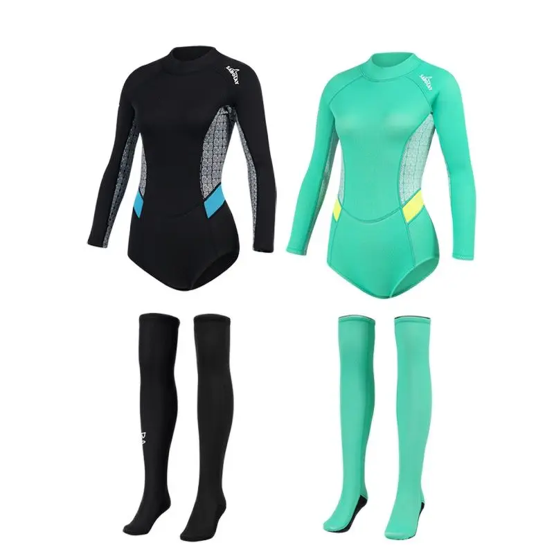 

Summer Women 2MM Neoprene Bikini wetsuit & Diving Stocking Long Sleeve skin Diving suit sun-proof Surfing Snorkeling Swimwear