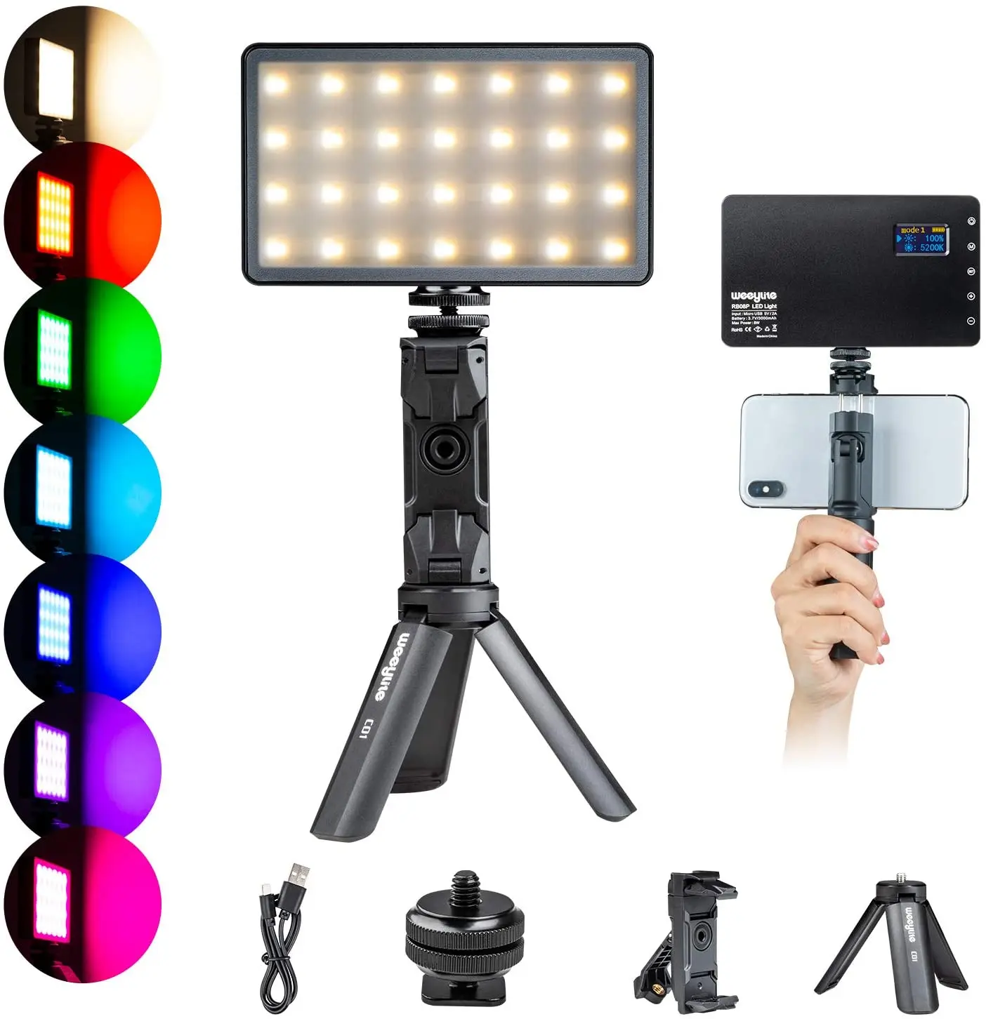 

Viltrox Weeylite RB08P RGB светодиодная камера видео свет 0-360 полноцветный выход светильник с регулируемой яркостью двухцветный панельный свет со штат...