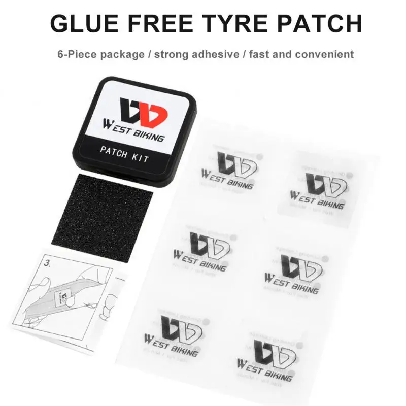

Glue-free Emergency Fast Tire Patch Convenient Bike Tire Patch Pad Bike Tire Repair Bicycle Accessories Soft Rubber Fast 6pcs