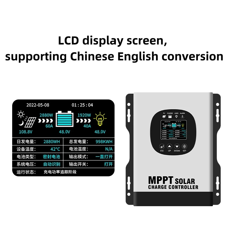 120A MPPT солнечный контроллер заряда WIFI 480 В постоянного тока фотоэлектрический