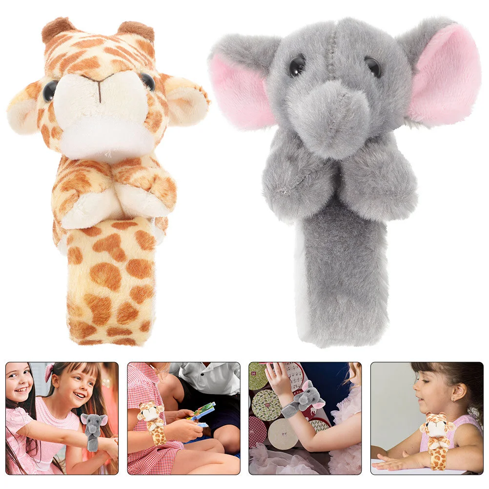 

Slap Bracelets Animal Snap Stuffed Wristband Plush Animals Band Party Bands Jungle Baby Elephant Bracelet Giraffe Toys Cute