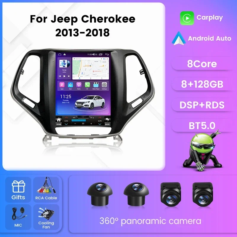 For Тесла Стиль Экран автомагнитола 2дин android Джип Чероки 5 Jeep Cherokee KL 2014 - 2018