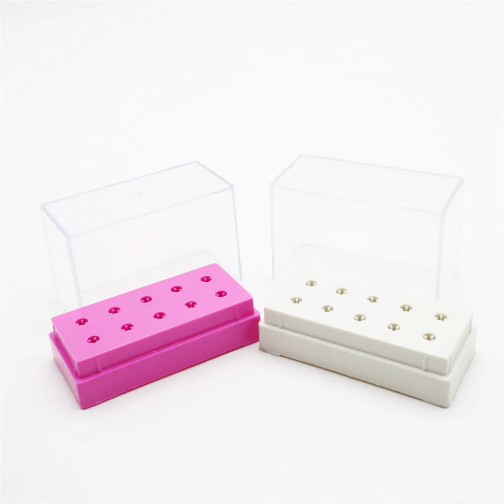 1Pc Dental 10 Holes Plastic Low Speed Bur Holder Bur Holders Storage Box 2 Color 1pc dental high low speed plastic bur holder disinfection block case box 20fg 4ra holes dentist products