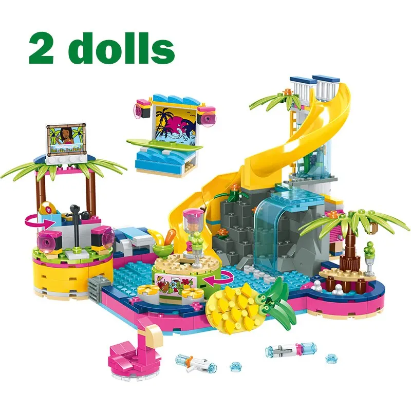 

Friends Andrea's Pool Party Building Blocks Water Park Slide Figures Bricks Girls Figures 41374 Toys For Children Birthday Gift