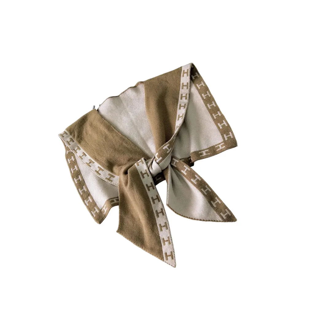 

Женская шаль с узлом, вязаная декоративная пряжа, дамские обертки, Повседневная демисезонная декоративная повязка, удобная двусторонняя