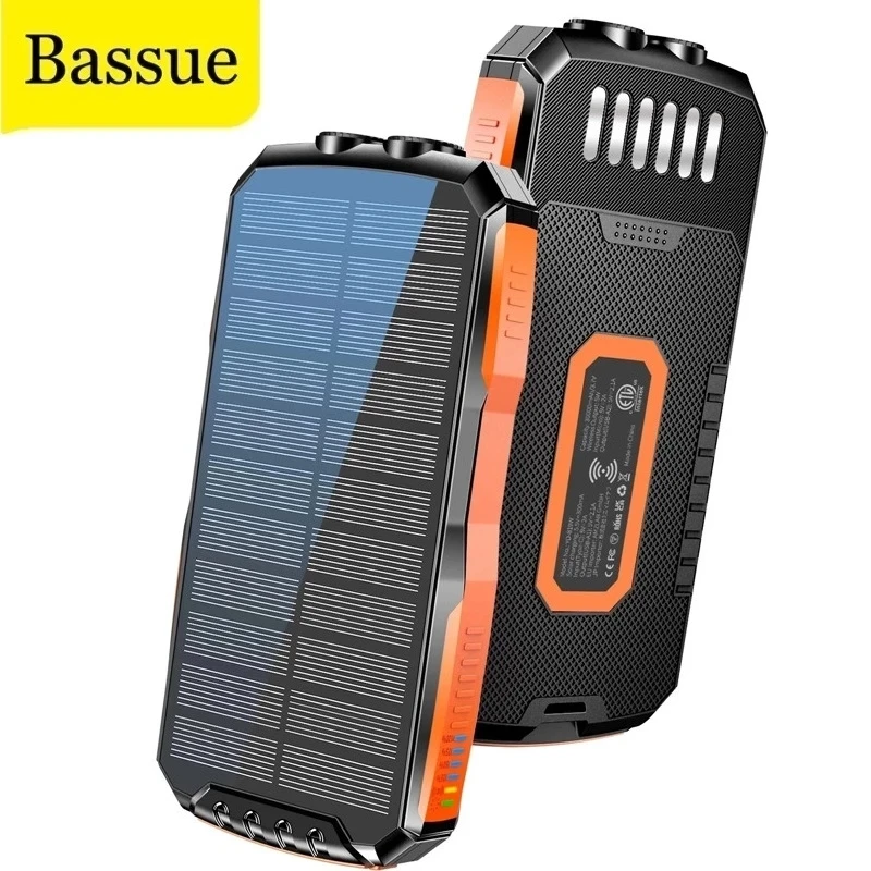 

99000mAh Solar Power Bank Qi Wireless Charger for iPhone 12 Samsung S21 Xiaomi Powerbank Portable External Battery LED Poverbank