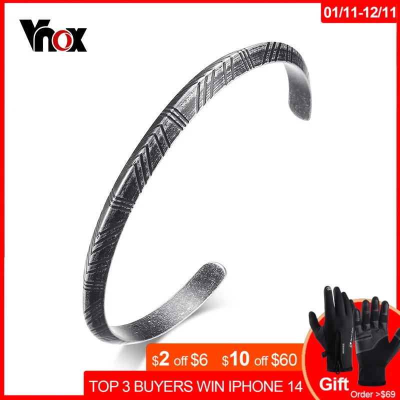

Vnox Men's Viking Cuff Bracelet Bangle Retro Tone Stainless Steel Pulseira Female Male Street Ceremony Unisex Jewelry