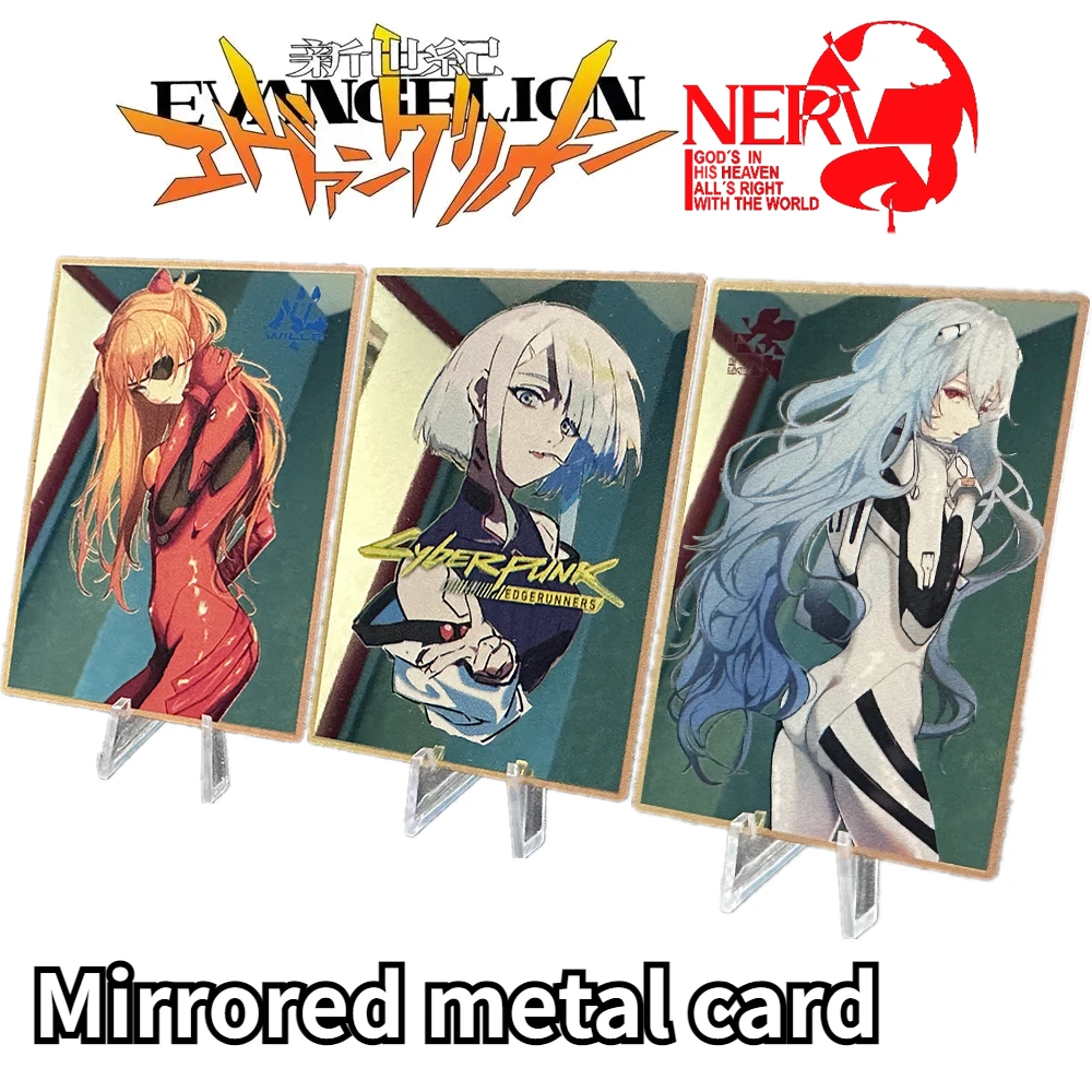 

Anime EVA Mirrored Metal Collection Cards Ayanami Rei Asuka Langley Soryu Cyberpunk：Edgerunners Lucy Collection Kid Toys Gifts