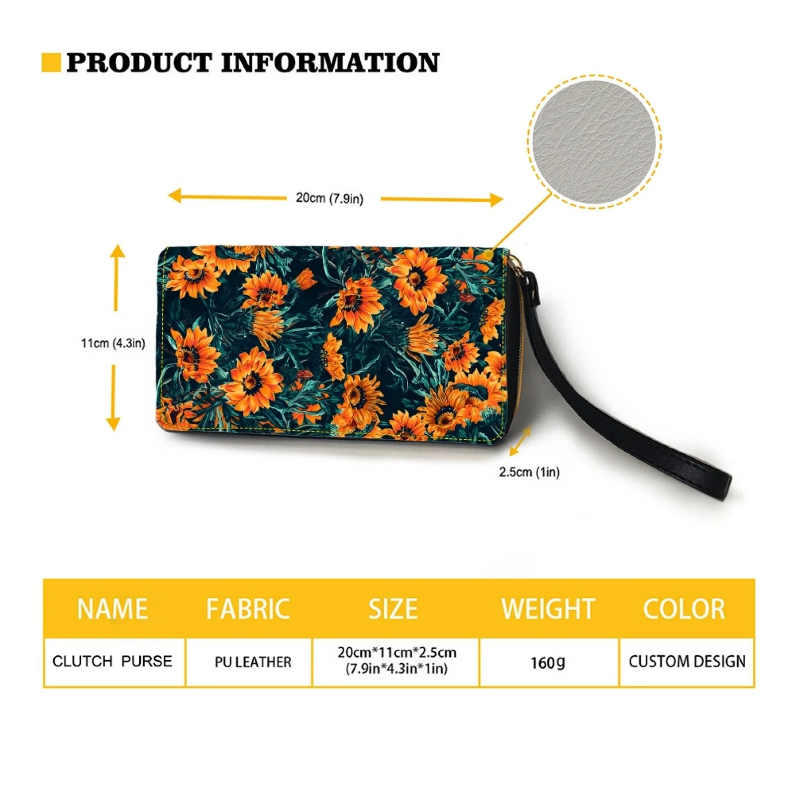Belidome Sunflower Wristlets Wallet for Womens Leather RFID Blocking Zip Around Card Holder Organizer Travel Cluth Bags Purse