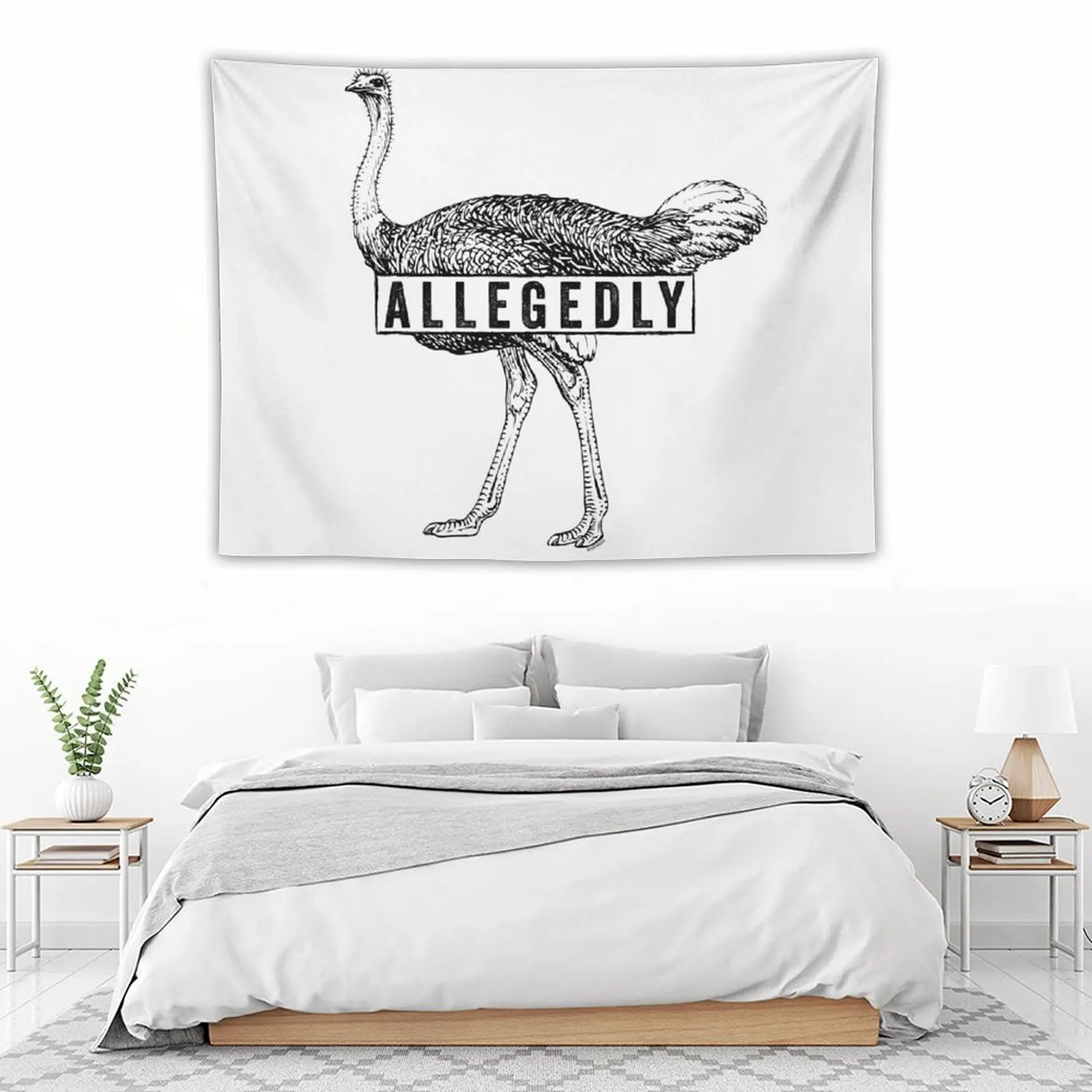 Настенный гобелен Allegedly Ostrich черный Roufxis-RB