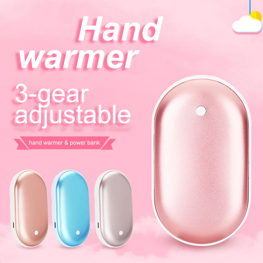 

5200mAh Hand Warmer Mini Rechargeable Pocket Heater Power Bank with 3-Level Temperature Xmas Gift Double-Sided Fast Heating