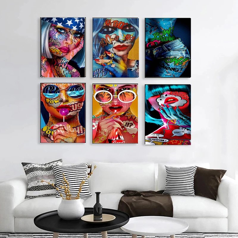 

Картина маслом в скандинавском стиле с изображением граффити для женщин, Постер и фото, настенное украшение для гостиной, холст для украшения дома