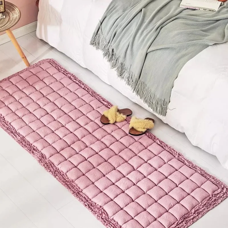 

Solid Thick Cotton Quilted Rug Carpets for Living Room Non-slip Bedside Area Rugs Tatami Mat Washable Carpet Bedroom Home Decor