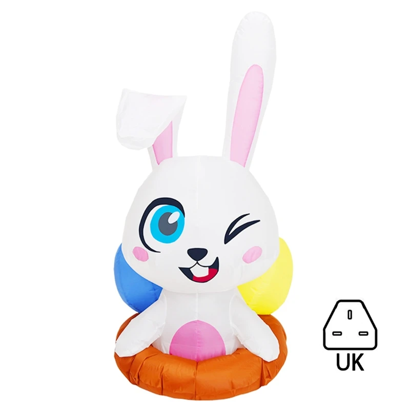 

Пасхальный кролик, надувная модель 1,2 м, светящийся светодиодный милый кролик, плавательное кольцо, украшение для дома, фестиваля, вечеринки...