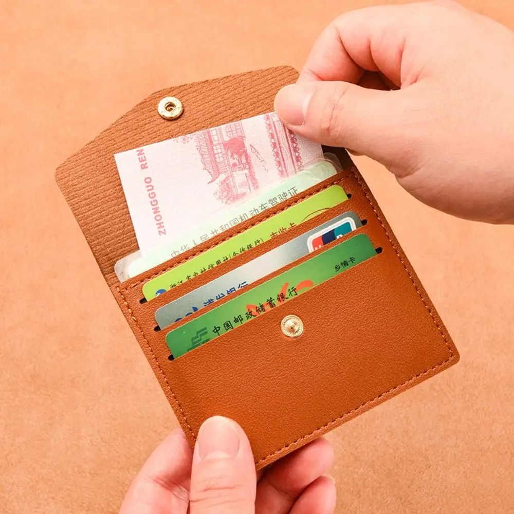 

Solid Color Thin Envelope Card Bag Retro Korean Style Coin Purse Mini Wallet Wallet PU Snap Button Coin Purse Women