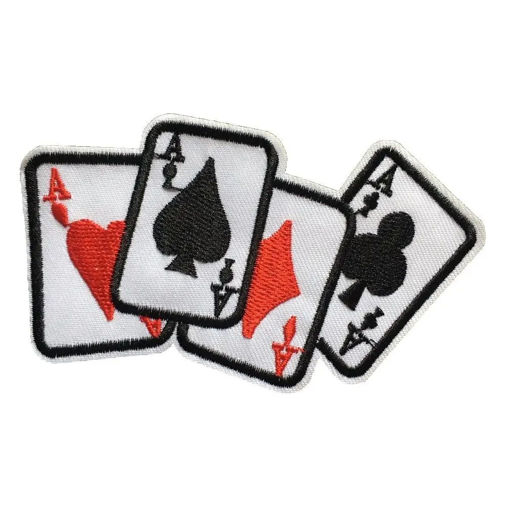 

Poker A Embroidery Patches for Clothes DIY Sewing Accessories Iron on Embroidered Appliques Playing Cards Stickers FANNY BADGES