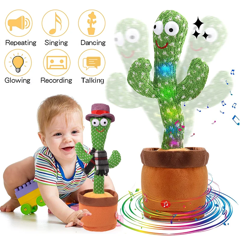 

Bluetooth Dancing Cactus Repeat Talking Toy 60/120 Songs Electronic Plush Toys Singing Recording Doll Early Education for Kids