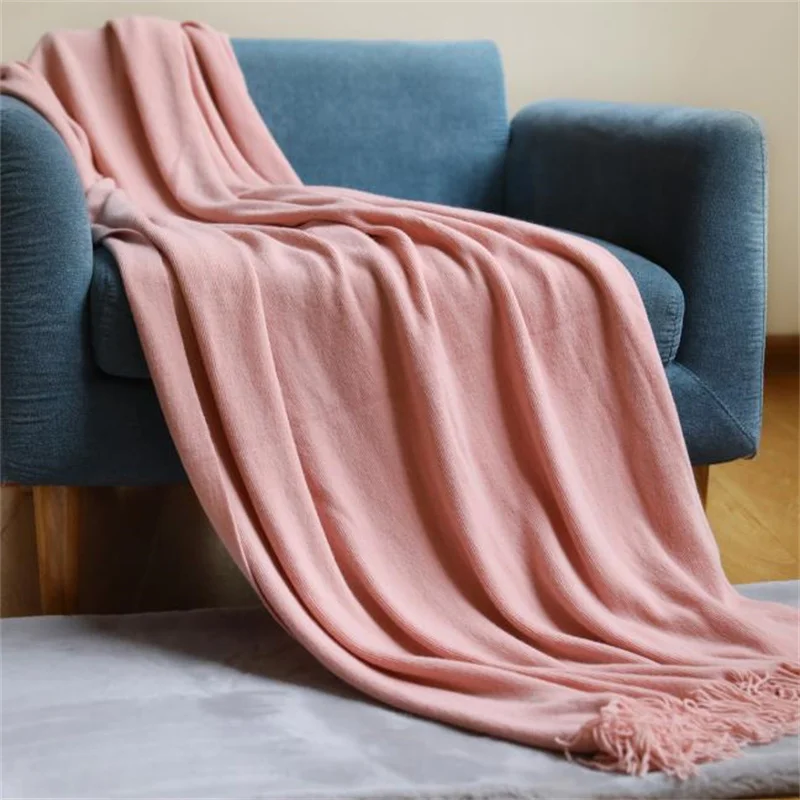 

2023 New Leisure Multi-functional Blanket Fashion Single Person Blanket Office Nap Blanket Nordic Solid Knitted Tassel Blanket
