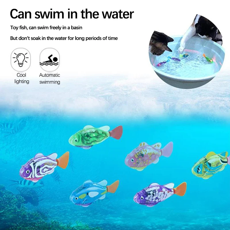 

New Cat Interactive Electric Fish Water Toy for Indoor Play Swimming Robot Fish Toys for Cat Dog with LED Light Pet Bath Toys