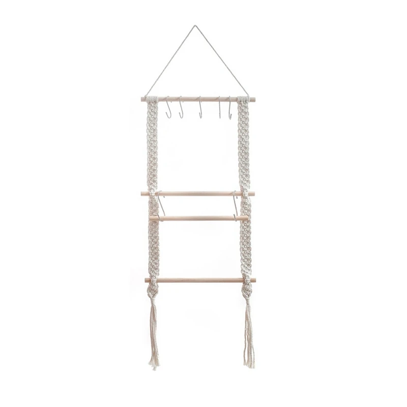 

Настенная подвесная полка, богемные полки ручной работы из хлопчатобумажной ткани, декоративная подвесная полка в стиле бохо, комнатный На...